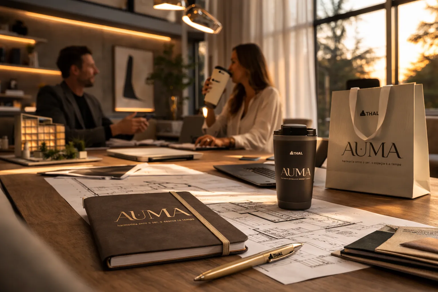 AUMA — Renderização 3D do interior da sala de estar