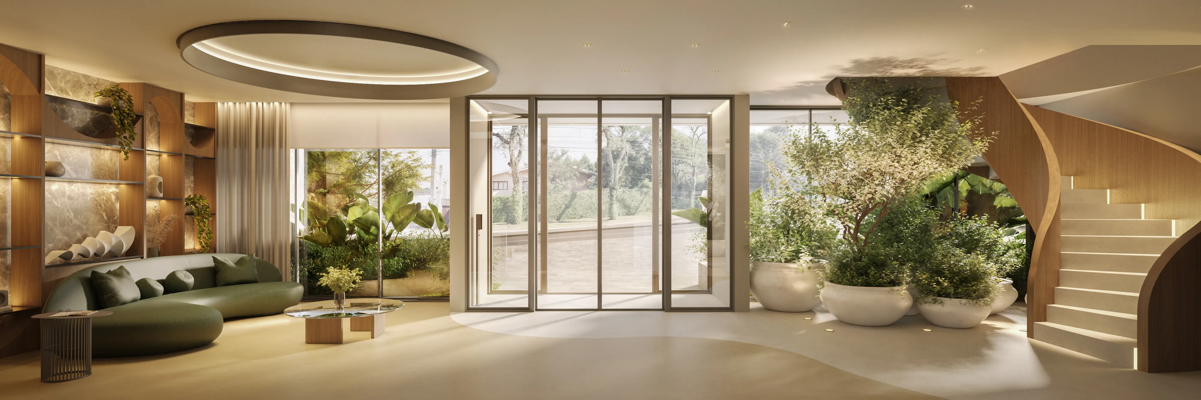 AUMA — Renderização 3D do hall de entrada