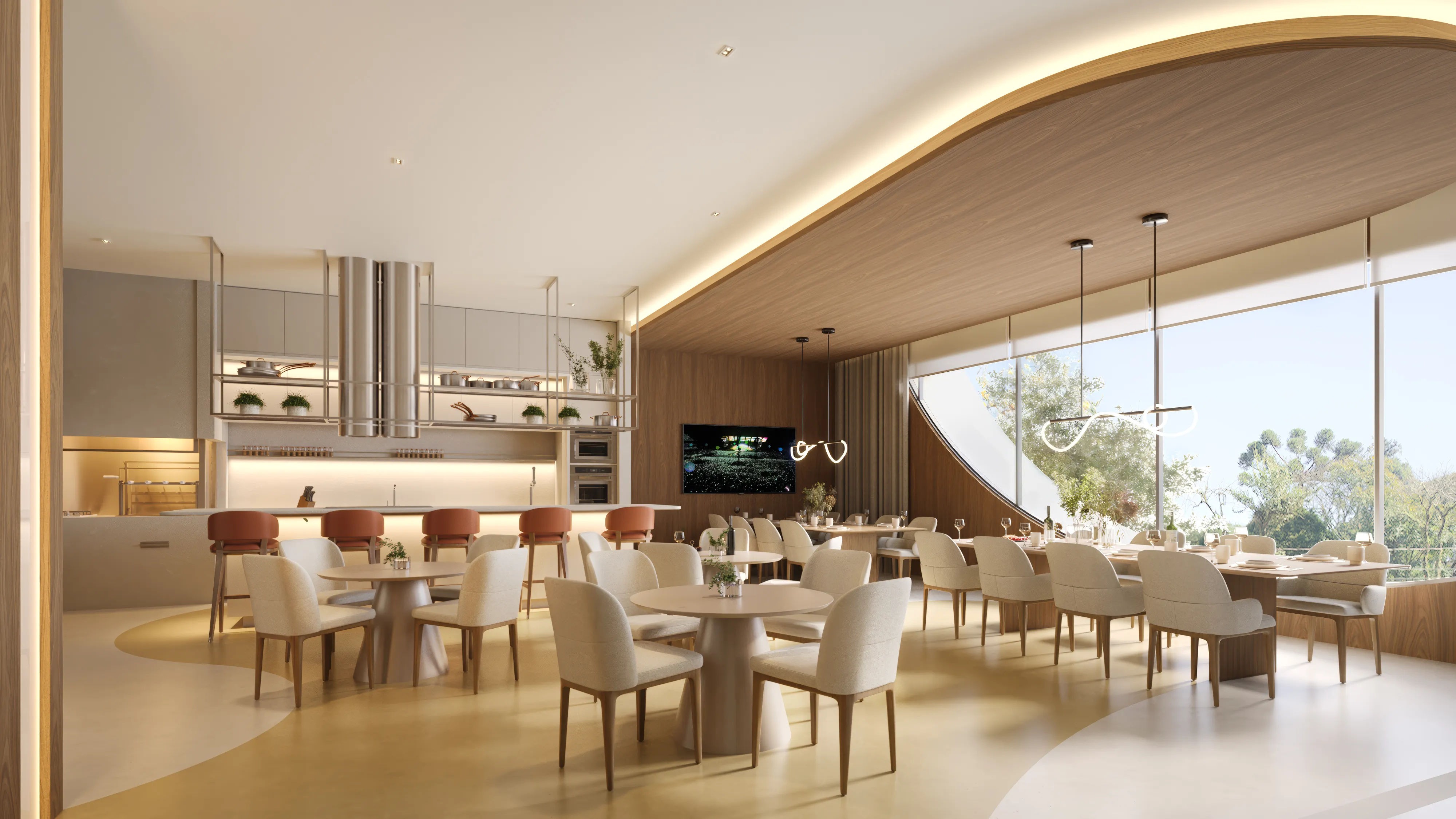 AUMA — Renderização 3D do salão de festas