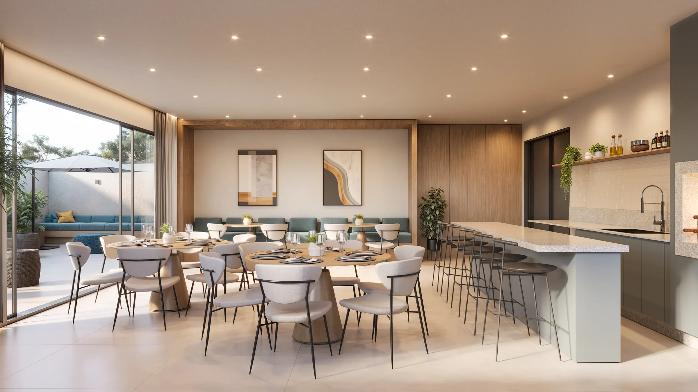 NURA — Renderização 3D do salão de festas