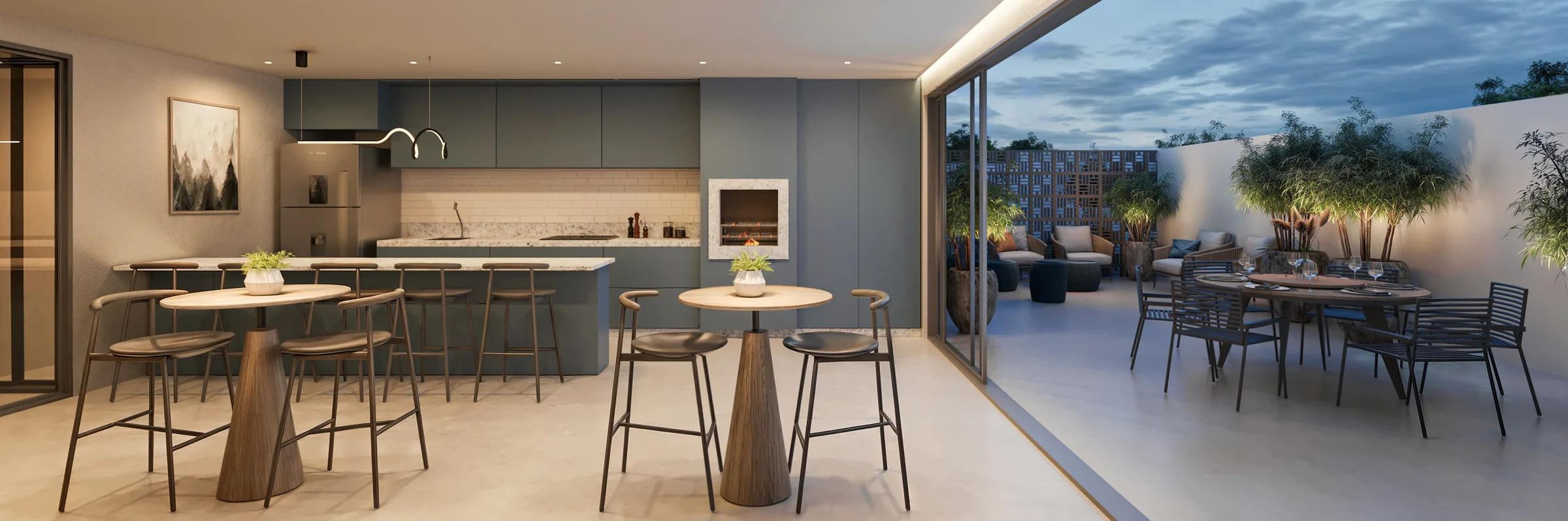 NURA — Renderização 3D do espaço gourmet