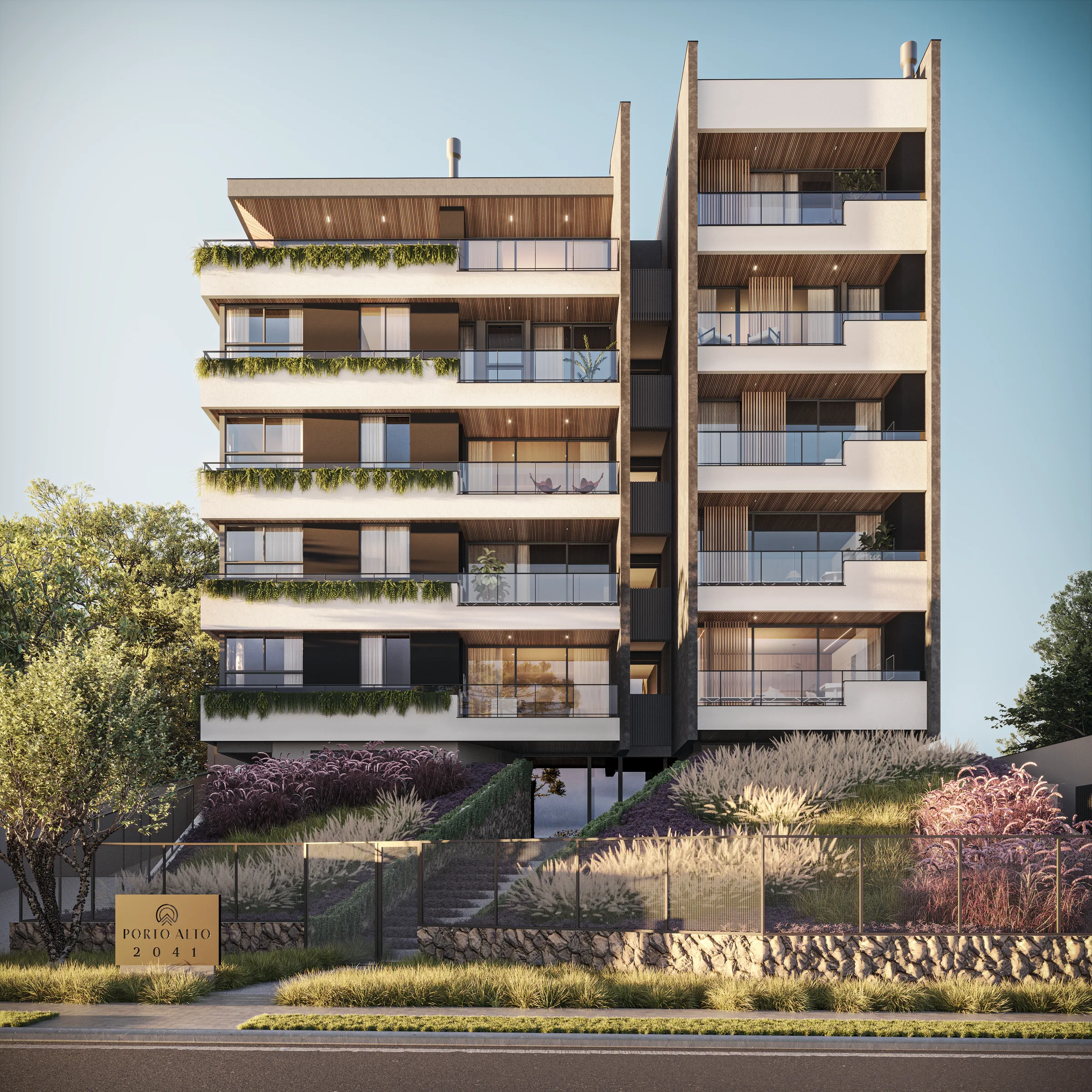 Porto Alto — Renderização 3D da fachada do empreendimento em Curitiba